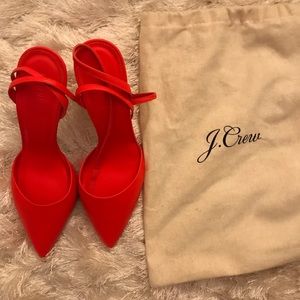 J. Crew Elsie Ankle Wrap Pumps (Coral)